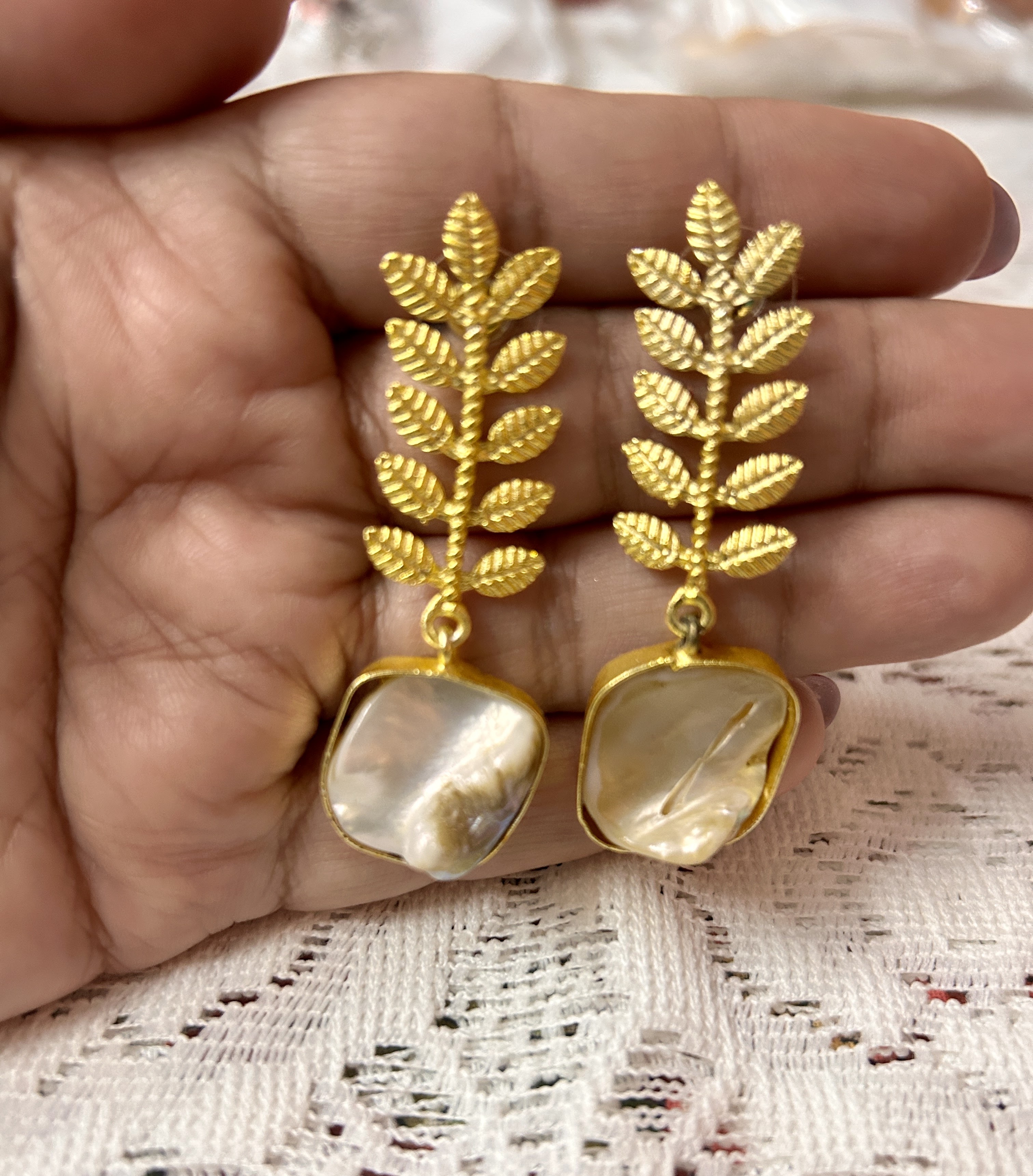 Gilded Pearl Earrings