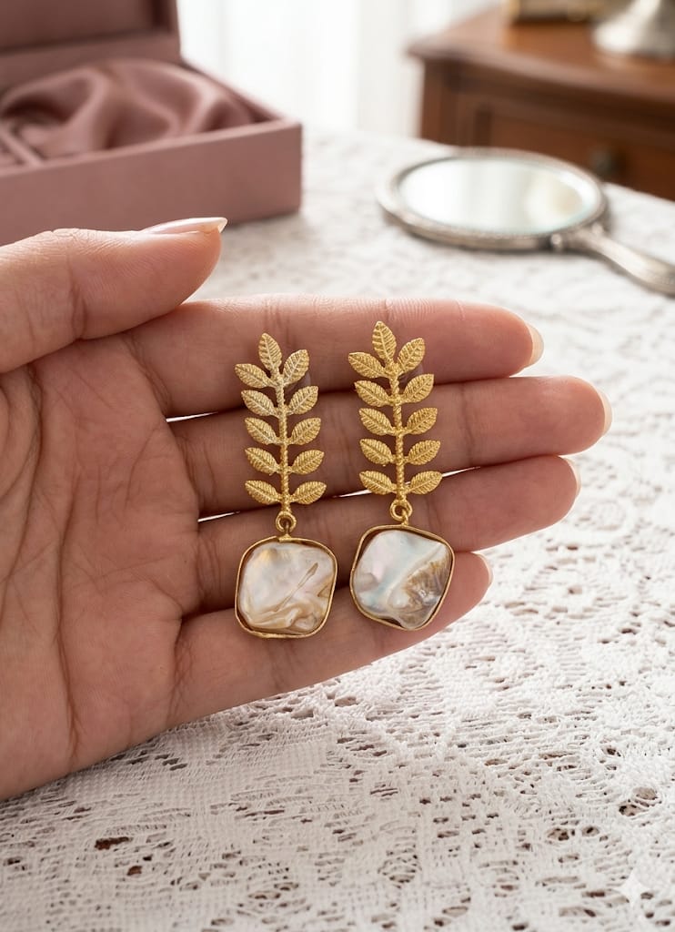 Gilded Pearl Earrings - Image 2